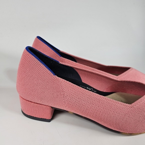 Rothy's The Block Heel Womens 8 Coral Knit Pointed Toe Heel Shoes Office Light - Picture 6 of 8